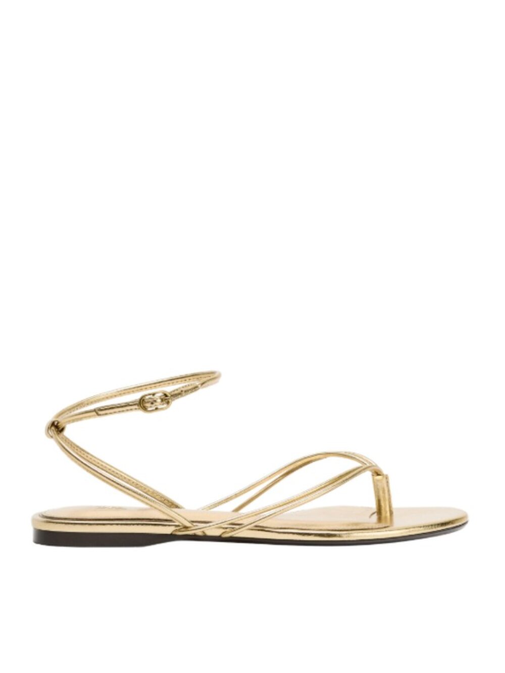 Zara US METALLIC EFFECT FLAT SANDALS